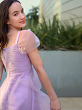 A-Line/Princess Tulle Ruched V-neck Short Sleeves Floor-Length Junior/Girls Bridesmaid Dresses TPP0005881