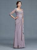 Sheath/Column 3/4 Sleeves Sweetheart Ruffles Chiffon Floor-Length Mother of the Bride Dresses TPP0007059