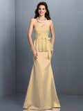 Trumpet/Mermaid Sweetheart Lace Sleeveless Long Satin Bridesmaid Dresses TPP0005592