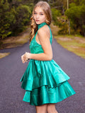 A-Line/Princess Satin Sleeveless Beading Jewel Short/Mini Homecoming Dresses TPP0004771