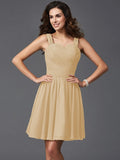 A-Line/Princess Straps Ruffles Sleeveless Short Silk like Satin Bridesmaid Dresses TPP0005743