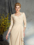 A-Line/Princess Sweetheart Lace 3/4 Sleeves Long Chiffon Mother of the Bride Dresses TPP0007175