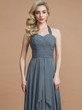 A-Line/Princess Halter Sleeveless Chiffon Sweep/Brush Train Bridesmaid Dresses TPP0005446