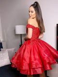 Ball Gown Off-the-Shoulder Cut Short With Applique Organza Homecoming Dresses TPP0004111