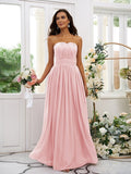 A-Line/Princess Chiffon Ruffles Strapless Sleeveless Floor-Length Bridesmaid Dresses TPP0004948