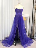 Trumpet/Mermaid Tulle Applique Strapless Sleeveless Sweep/Brush Train Dresses TPP0004786