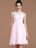 A-Line/Princess Sweetheart Sleeveless Lace Short/Mini Chiffon Bridesmaid Dresses TPP0005413