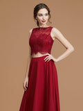 A-Line/Princess Spaghetti Straps Sleeveless Floor-Length Lace Chiffon Bridesmaid Dresses