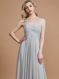 A-Line/Princess Sweetheart Sleeveless Ruched Floor-Length Chiffon Bridesmaid Dresses TPP0005051