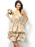 A-Line/Princess Sweetheart Bowknot Sleeveless Short Taffeta Bridesmaid Dresses TPP0005449