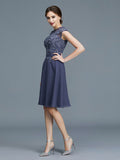 A-Line/Princess Scoop Chiffon Sleeveless Beading Knee-Length Mother of the Bride Dresses TPP0007065