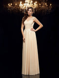 A-Line/Princess Straps Applique Sleeveless Long Chiffon Mother of the Bride Dresses TPP0007358