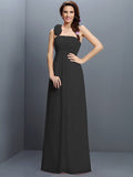 A-Line/Princess Strapless Hand-Made Flower Sleeveless Long Chiffon Bridesmaid Dresses TPP0005737