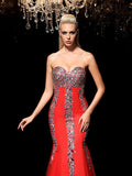 Sheath/Column Sweetheart Rhinestone Sleeveless Long Net Dresses TPP0003943