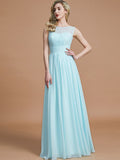 A-Line/Princess Scoop Sleeveless Floor-Length Chiffon Bridesmaid Dresses TPP0005421