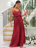 A-Line/Princess Sequins Ruched Straps Sleeveless Floor-Length Bridesmaid Dresses TPP0004943