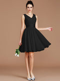 A-Line/Princess V-neck Sleeveless Sash/Ribbon/Belt Short/Mini Chiffon Bridesmaid Dresses TPP0005048