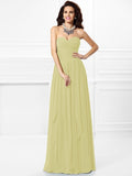 A-Line/Princess Sweetheart Pleats Ruffles Sleeveless Long Chiffon Bridesmaid Dresses TPP0003265