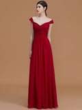 A-Line/Princess V-neck Sleeveless Floor-Length Lace Chiffon Bridesmaid Dresses TPP0005569