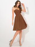 A-Line/Princess Sweetheart Pleats Sleeveless Short Chiffon Bridesmaid Dresses TPP0005313