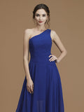 A-Line/Princess One-Shoulder Sleeveless Asymmetrical Ruffles Chiffon Bridesmaid Dresses