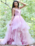 A-Line/Princess Tulle Ruffles Spaghetti Straps Sleeveless Floor-Length Dresses TPP0004844