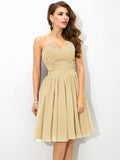 A-Line/Princess V-neck Pleats Sleeveless Short Chiffon Bridesmaid Dresses TPP0005432