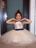 A-Line/Princess Tulle Sash/Ribbon/Belt Scoop Short Sleeves Knee-Length Flower Girl Dresses TPP0007482