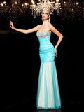 Sheath/Column Sweetheart Sequin Sleeveless Long Net Dresses TPP0003927