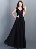 A-Line/Princess Scoop Lace Sleeveless Long Chiffon Bridesmaid Dresses TPP0005303