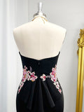 Trumpet/Mermaid Embroidery Elastic Woven Satin Sleeveless Sweetheart Sweep/Brush Train Dresses