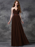 A-line/Princess Sweetheart Ruched Sleeveless Long Chiffon Bridesmaid Dresses TPP0005563