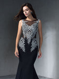 Trumpet/Mermaid Scoop Applique Sleeveless Long Chiffon Dresses TPP0001978