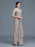 A-Line/Princess Sheer Neck 3/4 Sleeves Ruffles Chiffon Floor-Length Mother of the Bride Dresses TPP0007219