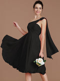 A-Line/Princess One-Shoulder Sleeveless Ruched Short/Mini Chiffon Bridesmaid Dresses TPP0005025