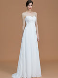 A-Line/Princess Sweetheart Sleeveless Sweep/Brush Train Beading Chiffon Bridesmaid Dresses TPP0005600