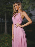 A-Line/Princess Chiffon Ruched Scoop Sleeveless Sweep/Brush Train Bridesmaid Dresses TPP0005014