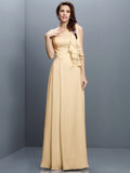 A-Line/Princess One-Shoulder Ruffles Sleeveless Long Chiffon Bridesmaid Dresses TPP0005609