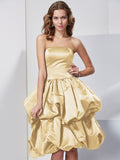 A-Line/Princess Strapless Sleeveless Short Satin Bridesmaid Dresses TPP0005227