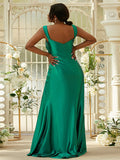 Sheath/Column Elastic Woven Satin Ruched Sweetheart Sleeveless Sweep/Brush Train Bridesmaid Dresses TPP0004998