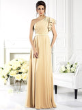 A-Line/Princess One-Shoulder Ruffles Sleeveless Long Chiffon Bridesmaid Dresses TPP0005058