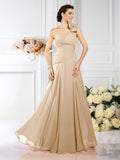 A-Line/Princess One-Shoulder Pleats Sleeveless Long Chiffon Bridesmaid Dresses TPP0005496