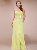 Sheath/Column Sweetheart Sleeveless Long Beading Ruffles Chiffon Bridesmaid Dresses TPP0005224