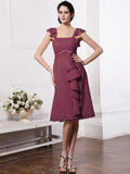 A-Line/Princess Straps Sleeveless Ruffles Ruched Short Chiffon Bridesmaid Dresses TPP0005834