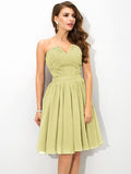 A-Line/Princess V-neck Pleats Sleeveless Short Chiffon Bridesmaid Dresses TPP0005432