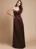 Sheath/Column Sweetheart Sleeveless Long Bowknot Satin Bridesmaid Dresses TPP0005678