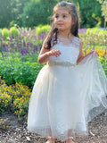 A-Line/Princess Tulle Lace Scoop Sleeveless Tea-Length Flower Girl Dresses TPP0007477