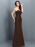 A-Line/Princess Sweetheart Lace Sleeveless Long Satin Bridesmaid Dresses TPP0005630