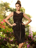 Sheath/Column Scoop Lace Sleeveless Short Satin Bridesmaid Dresses TPP0005487