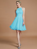 A-Line/Princess Chiffon Knee-Length Sleeveless Scoop Bridesmaid Dresses TPP0005275